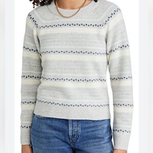Club Monaco Cashmere Fair Isle Gray, Blue and Cream Patterned Sweater